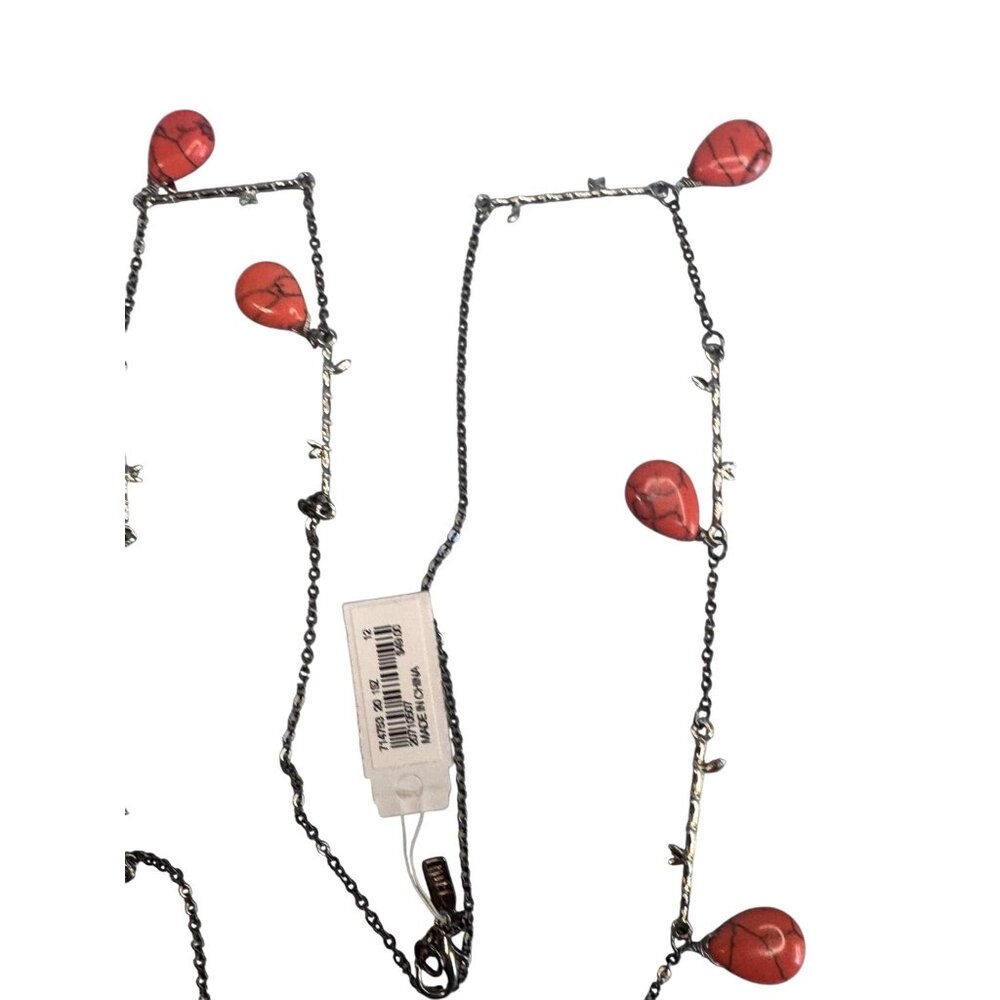 J Jill NWT Pink Howlite Gemstone Beaded Silverplate Necklace 32" - Picture 3 of 6